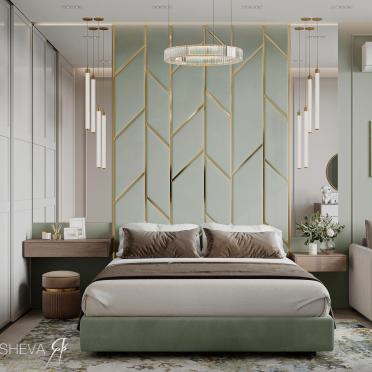 Интерьер спальни cветильниками над кроватью  смотреть на Basicdecor