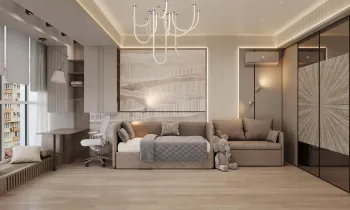 Интерьер гостиной cветильниками над кроватью  смотреть на Basicdecor
