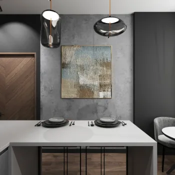 Интерьер кухни cветильниками над столом в современном стиле смотреть на Basicdecor
