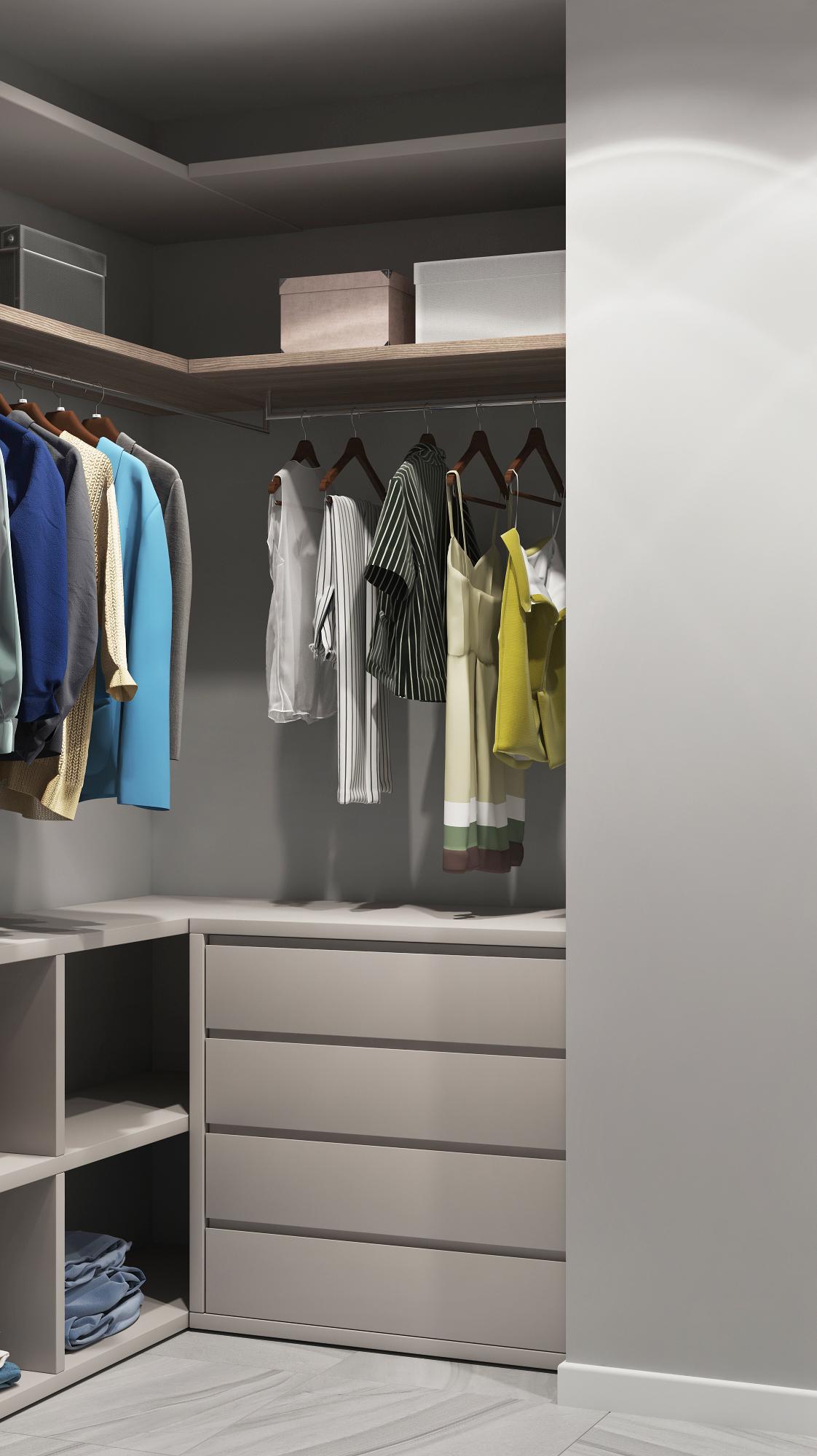 Интерьер гардеробной с хранением верхней одежды