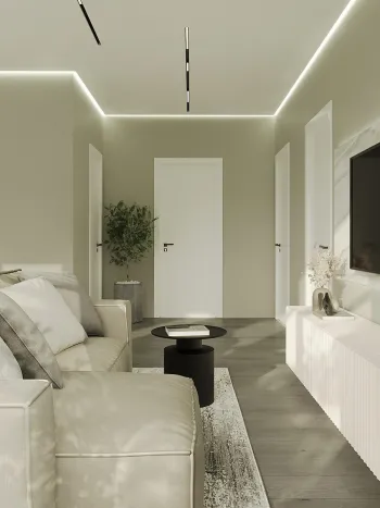 Интерьер гостиной cветовыми линиями  смотреть на Basicdecor