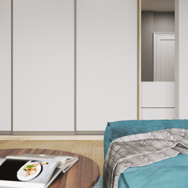 Интерьер гостиной с шкафом у кровати  смотреть на Basicdecor
