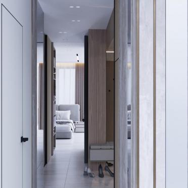 Интерьер с зеркалом на двери  смотреть на Basicdecor