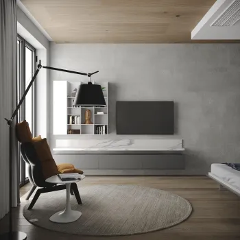 Интерьер гостиной с телевизором на стене в современном стиле смотреть на Basicdecor