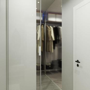 Интерьер прихожей с зеркалом на двери  смотреть на Basicdecor
