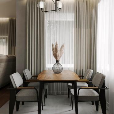 Интерьер столовой cветильниками над столом  смотреть на Basicdecor