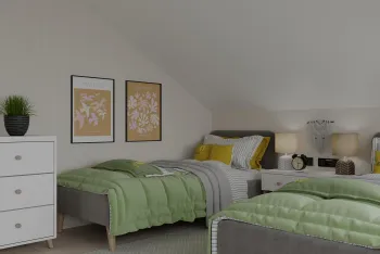 Интерьер спальни с две кровати  смотреть на Basicdecor