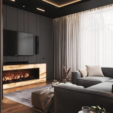 Интерьер гостиной c подсветкой  смотреть на Basicdecor