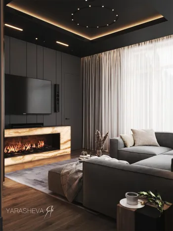 Интерьер гостиной c подсветкой  смотреть на Basicdecor