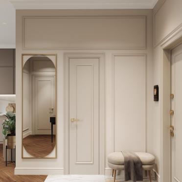 Интерьер с зеркалом в нише и зеркалом на двери  смотреть на Basicdecor