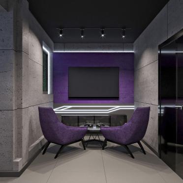 Интерьер с нишей с подсветкой, световыми линиями и с подсветкой  смотреть на Basicdecor