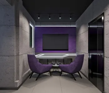 Интерьер с нишей с подсветкой, световыми линиями и с подсветкой  смотреть на Basicdecor