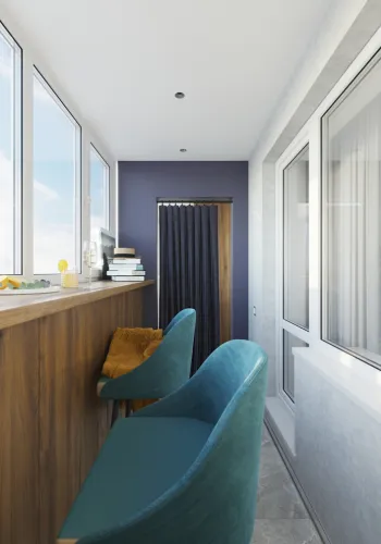 Интерьер балкона с барной стойкой-подоконником в современном стиле смотреть на Basicdecor