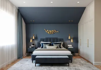 Интерьер спальни cветильниками над кроватью  смотреть на Basicdecor