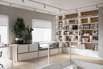 Интерьер с библиотекой  смотреть на Basicdecor