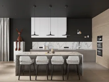 Интерьер кухни c островом  смотреть на Basicdecor