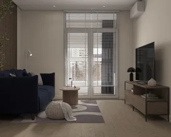 Интерьер гостиной с жалюзи и дверными жалюзи  смотреть на Basicdecor