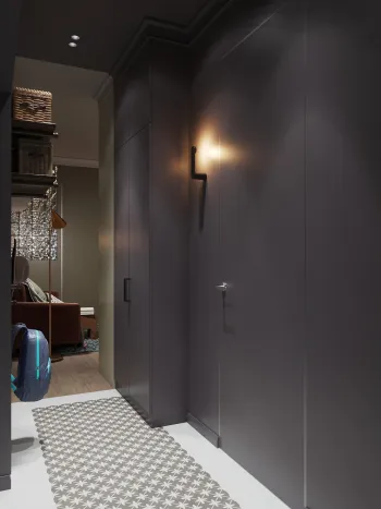 Интерьер прихожей с нишей с подсветкой, проходной и с подсветкой  смотреть на Basicdecor