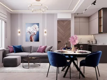 Интерьер гостиной с картинами над камином  смотреть на Basicdecor