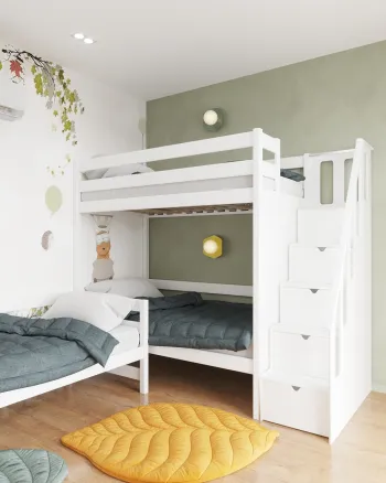 Интерьер детской c антресолью и двухъярусной кроватью  смотреть на Basicdecor