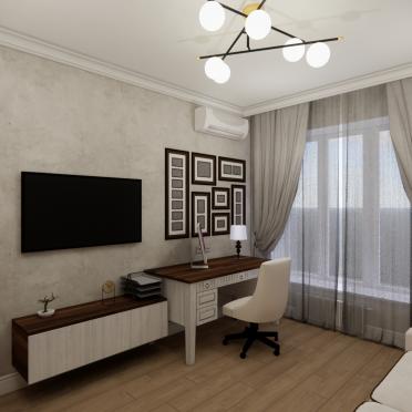 Интерьер кабинета cветильниками над столом  смотреть на Basicdecor