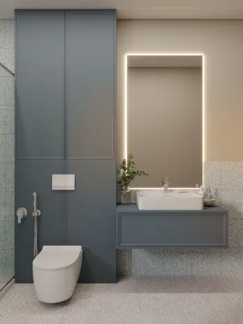 Интерьер ванной c подсветкой в современном стиле смотреть на Basicdecor
