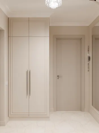 Интерьер прихожей с шкафами вокруг двери  смотреть на Basicdecor