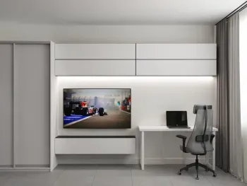 Интерьер с телевизором на стене и с подсветкой  смотреть на Basicdecor