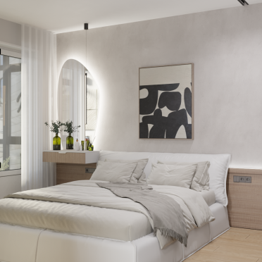 Интерьер спальни cветильниками над кроватью  смотреть на Basicdecor