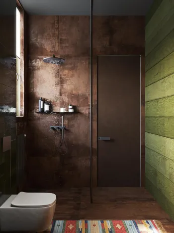 Интерьер ванной с душевой из плитки  смотреть на Basicdecor
