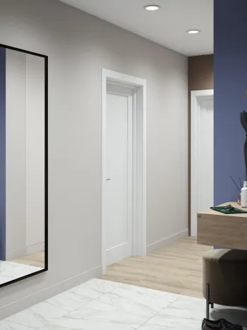 Интерьер прихожей с зеркалом на двери  смотреть на Basicdecor
