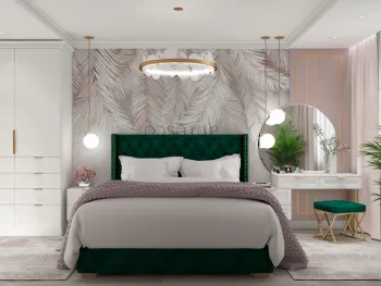 Интерьер спальни cветильниками над кроватью в неоклассике смотреть на Basicdecor