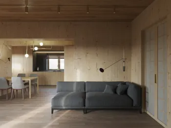 Интерьер с в деревянном доме в современном стиле смотреть на Basicdecor