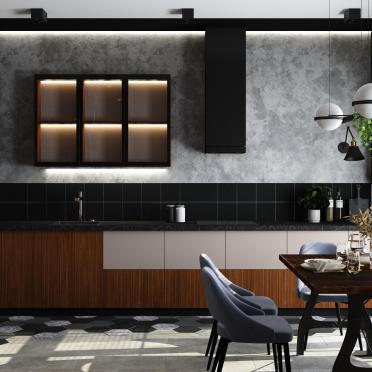Интерьер кухни с нишей с подсветкой и с подсветкой  смотреть на Basicdecor