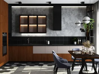 Интерьер кухни с нишей с подсветкой и с подсветкой  смотреть на Basicdecor