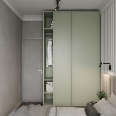Интерьер спальни с шкафом у кровати  смотреть на Basicdecor