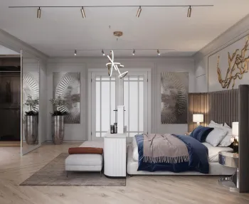 Интерьер спальни cветильниками над кроватью  смотреть на Basicdecor