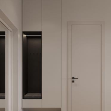 Интерьер с проходной и шкафами вокруг двери  смотреть на Basicdecor