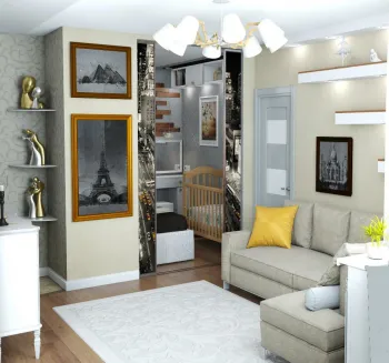 Интерьер гостиной с проходной в современном стиле смотреть на Basicdecor