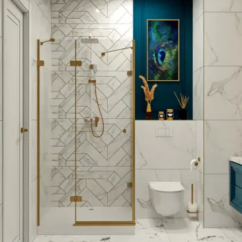 Интерьер ванной с душевой из плитки  смотреть на Basicdecor