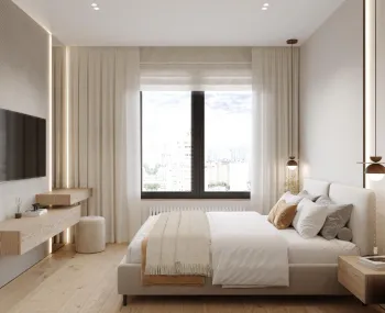 Интерьер спальни cветильниками над кроватью  смотреть на Basicdecor