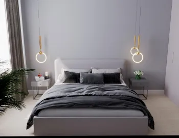 Интерьер спальни cветильниками над кроватью  смотреть на Basicdecor