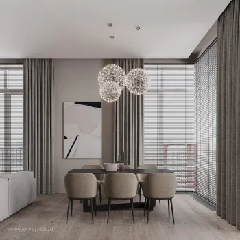 Интерьер столовой с жалюзи  смотреть на Basicdecor