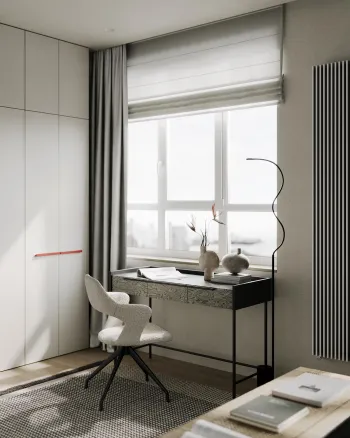 Интерьер спальни с жалюзи  смотреть на Basicdecor