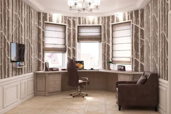 Интерьер c рабочим местом, жалюзи и дверными жалюзи  смотреть на Basicdecor