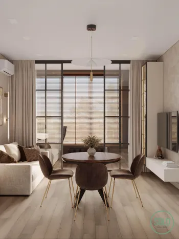 Интерьер гостиной с жалюзи  смотреть на Basicdecor