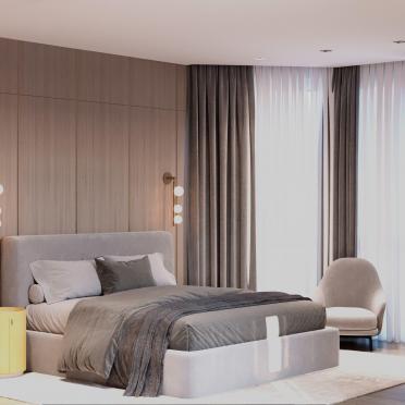 Интерьер спальни cветильниками над кроватью  смотреть на Basicdecor