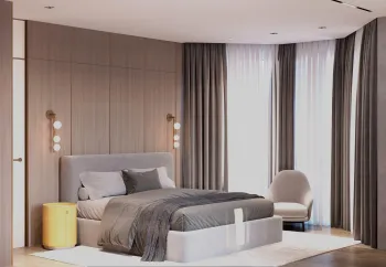 Интерьер спальни cветильниками над кроватью  смотреть на Basicdecor