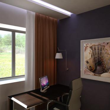Интерьер c рабочим местом и с подсветкой в современном стиле смотреть на Basicdecor