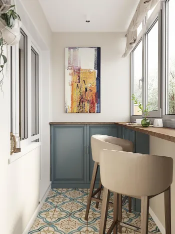 Интерьер кухни с окном и балконом  смотреть на Basicdecor